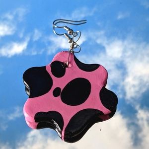 Cow print earrings- pink